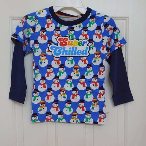NWT Little Bird Super Chilled Snowman Print Long Sleeve Top sz 3/4 4/5 5/6 - Picture 1 of 1